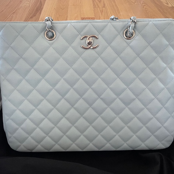 NWT CHANEL Large Shopping Tote Baby Blue - Picture 1 of 16